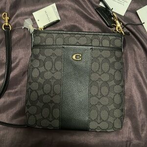 Coach Signature Jacquard Kitt, Smoke Black, crossbody NWT
